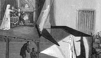 Устройство Джона Генри Пеппера создовалопривидение с помощью света и зеркала.